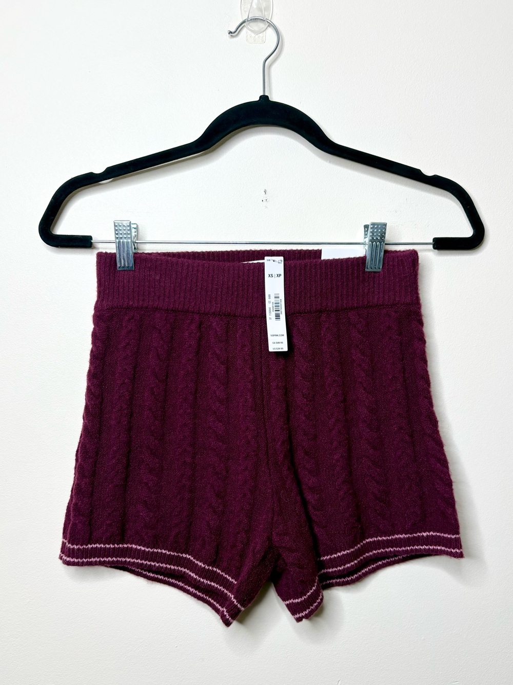 Pink Victorias Secret Cable Knit Mini Shorts Burgundy